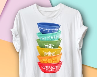 Vintage Pyrex Rainbow Stack shirt, Pyrex Pride, Pyrex Collectors T-Shirt, Vintage Kitchen