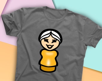 Vintage Fisher Price Grandma with white hair, Graphic T-Shirt, Retro Toys, Little People White Haired Lady