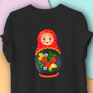 Vintage Matroyshka Russian Nesting Doll Graphic T-Shirt, Babushka USSR Nesting Doll