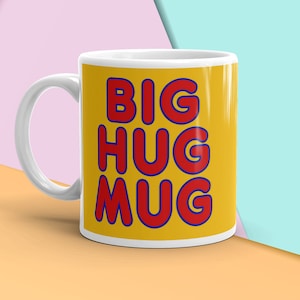 Vintage &#39;Big Hug Mug&#39; Reproduction FTD Coffee Mug, Cheery Yellow Mug circa 1980s, True Detective, Detective Rust