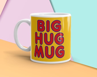 Vintage 'Big Hug Mug' Reproduction FTD Coffee Mug, Cheery Yellow Mug circa 1980s, True Detective, Detective Rust