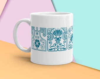 Vintage Pyrex Horizon Blue Coffee Mug Reproduction, Pyrex Tea Mug, Art Deco Pattern, Blue Pyrex, Vintage Kitchen, Rockabilly
