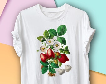 Strawberry Vintage Botanical T-Shirt, Gardening Gift, Environmentalist, Plant Lover, Herbology Botany Science of Plants