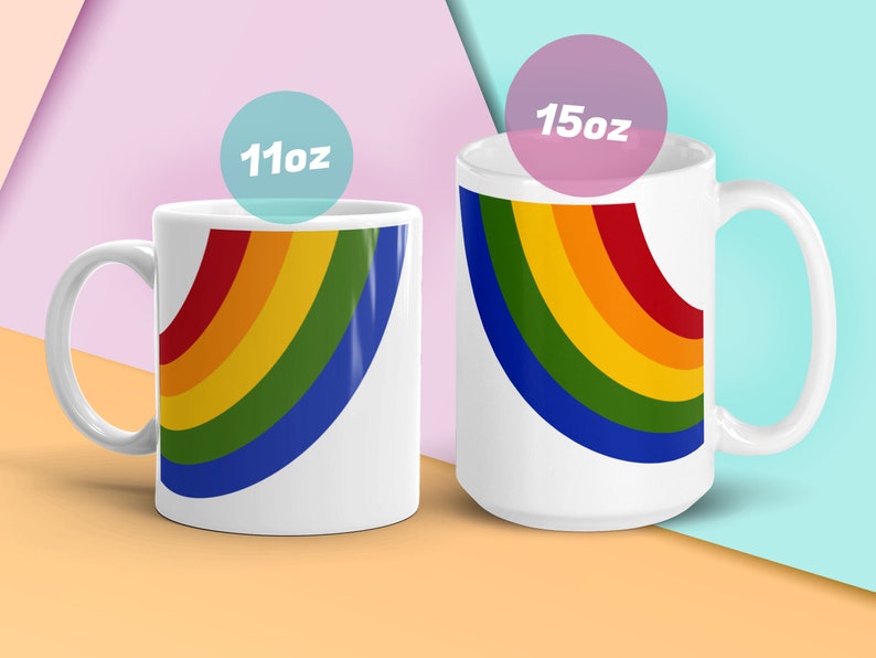 Vintage Rainbow Coffee Mug reproduction, 1980s kitchen, Rainbow Pattern Coffee Mug, Vintage Kitchen, Gay Pride Coffee Mug image 3