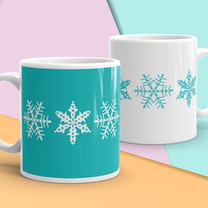 Vintage Pyrex Snowflake Coffee Mug, Pyrex Tea Mug, Christmas Snowflake, Christmas Pyrex, Turquoise Vintage Kitchen, Rockabilly