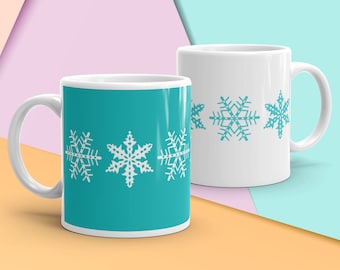 Vintage Pyrex Snowflake Coffee Mug, Pyrex Tea Mug, Christmas Snowflake, Christmas Pyrex, Turquoise Vintage Kitchen, Rockabilly