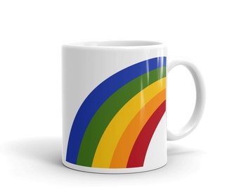 Vintage regnbågskaffemugg, 1980-talskök, regnbågsmönsterkaffemugg, vintagekök, Gay Pride-kaffemugg