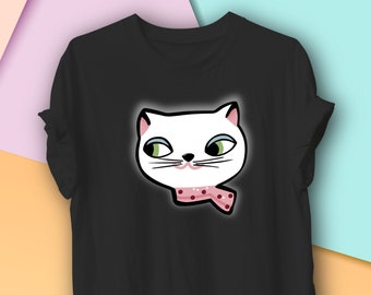 Vintage Holt Howard Cozy Kitten Girl T-Shirt, Mid Century White Siamese Cat