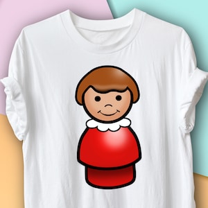 Vintage Fisher Price Little Sister with brown hair, Graphic T-Shirt, Retro Toys, Little People Sister