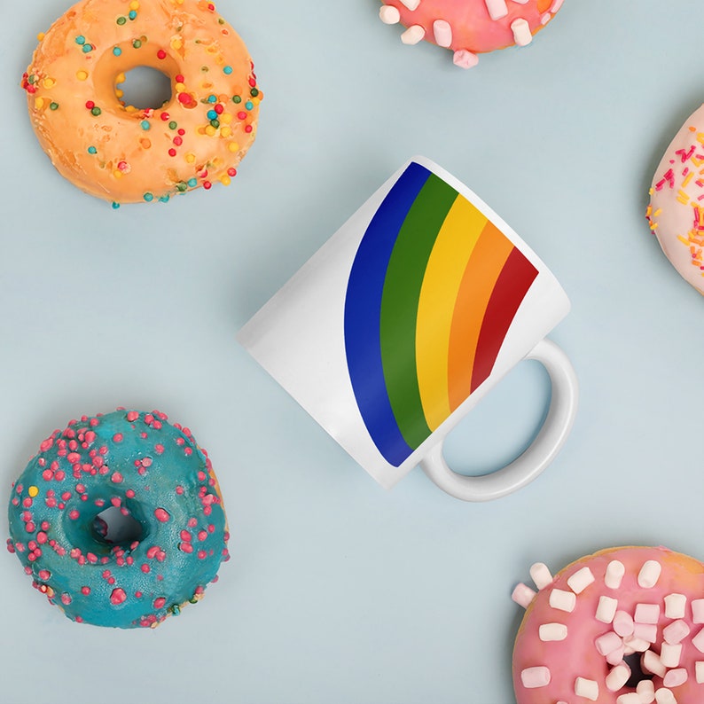 Vintage Rainbow Coffee Mug reproduction, 1980s kitchen, Rainbow Pattern Coffee Mug, Vintage Kitchen, Gay Pride Coffee Mug image 4