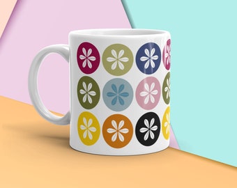 Vintage Cathrineholm Coffee Mug Pattern, Circles or Plates with Lotus Pattern, Tea Mug, Scandinavian Design, Mid Century Kitchen