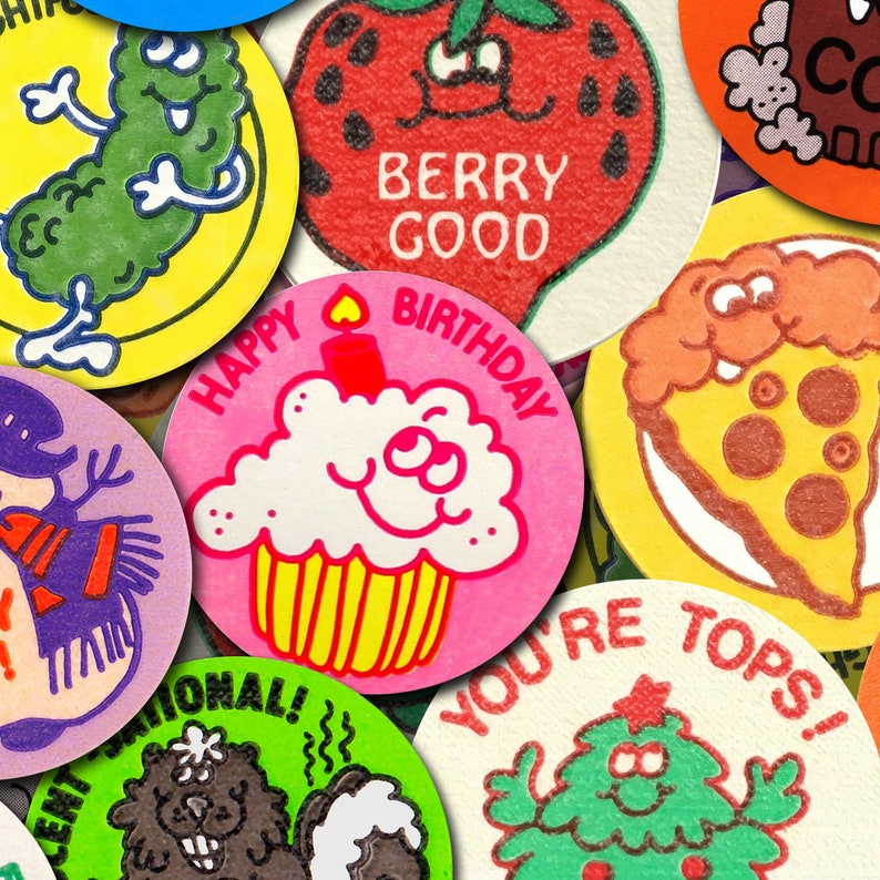 Vintage Scratch N' Sniff Sticker Phone Cases, Samsung or iPhone, Assorted Stickers, Smelly Sticker Collection Design, Nostalgia 1980s image 2