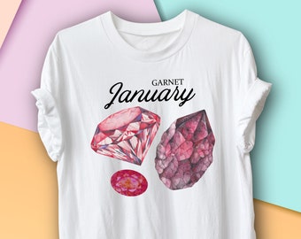 January Birthstone Shirt Garnet, January Birthday gift, Gemstone Aura, Chakra, Capricorn Gift
