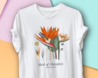 Bird of Paradise Vintage Botanical T-Shirt, Tropical Plant Gardening Gift, Environmentalist, Ecologist, Hawaiian Flowers