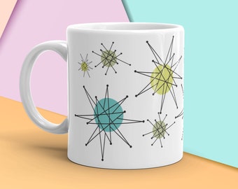 Vintage Franciscan Starburst Coffee Mug Reproduction, Atomic Era, Starburst Pattern Coffee Mug, Vintage Kitchen, Vintage Starburst