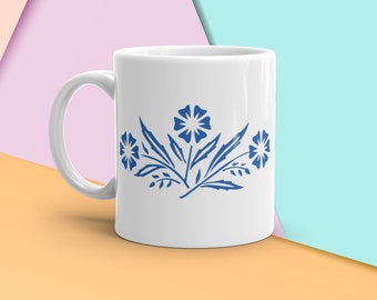 Vintage Corningware Blue Cornflower Coffee Mug Reproduction, Blue Flower, Mom's Vintage Kitchen, Casserole Dish Pattern