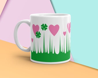 Vintage Pyrex Lucky in Love Coffee Mug Reproduction, Pyrex Tea Mug, Rare Pyrex, Pink Vintage Kitchen, Rockabilly