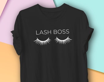 Lash Boss camiseta gráfica, extensiones de artista de pestañas, regalo de tee de belleza para esteticista