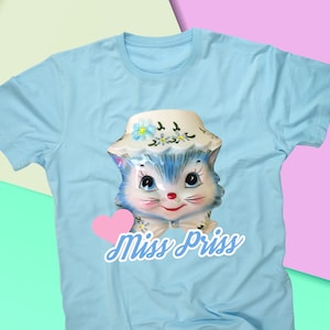 Vintage Miss Priss Kitty Lefton T-Shirt, Mid Century Japanese Collectible Kitchen