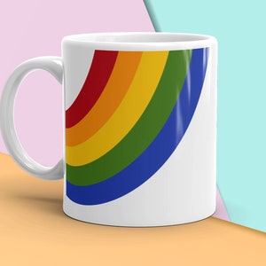 Vintage Rainbow Coffee Mug reproduction, 1980s kitchen, Rainbow Pattern Coffee Mug, Vintage Kitchen, Gay Pride Coffee Mug image 1