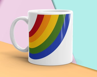 Vintage Rainbow Coffee Mug reproduction, 1980s kitchen, Rainbow Pattern Coffee Mug, Vintage Kitchen, Gay Pride Coffee Mug