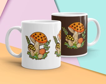 Vintage Merry Mushrooms Coffee Mug Riproduzione, Mom's Kitchen 1970s, Kitchen Pattern Pentole e contenitori, Nostalgia