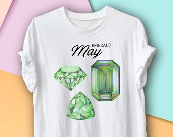 May Birthstone Shirt Emerald, May Birthday gift, Gemstone Aura, Chakra, Taurus or Gemini Zodiac Gift