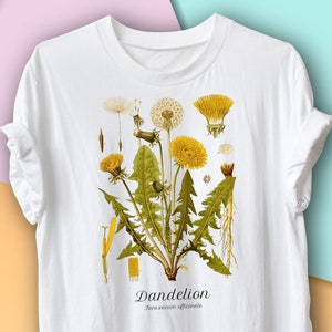 Dandelion Vintage Botanical T-Shirt, Herbalist Gardening Gift, Environmentalist, Ecologist, Herbology Botany Science of Plants