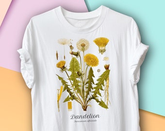 Dandelion Vintage Botanical T-Shirt, Herbalist Gardening Gift, Environmentalist, Ecologist, Herbology Botany Science of Plants