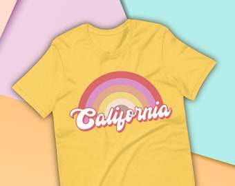 Vintage California State Shirt, Retro California, Rainbow Shirt, Boho Travel Shirt, California Souvenir