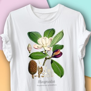 Magnolia Vintage Botanical T-Shirt, Herbalist Gardening Gift, Environmentalist, Ecologist, Herbology Botany Science of Plants