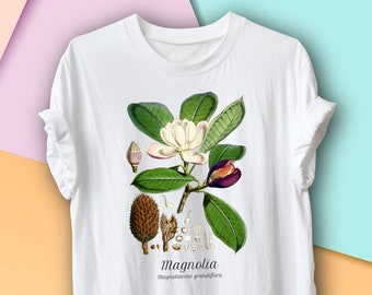 Magnolia Vintage Botanical T-Shirt, Herbalist Gardening Gift, Environmentalist, Ecologist, Herbology Botany Science of Plants