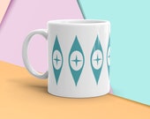 Vintage Pyrex Eyes Coffee Mug, Rare Pyrex, Atomic Era, Starburst Pattern Coffee Mug, Vintage Kitchen, Turquoise Pryex, Rockabilly