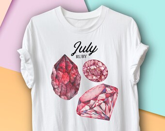 July Birthstone Shirt Ruby, July Birthday gift, Gemstone Aura, Chakra, Cancer Zodiac Gift