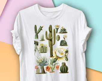 Vintage Cactus Botanical T-Shirt, Botany or Desert Plant Gardening Gift, Environmentalist, Antique Botany Science of Plants
