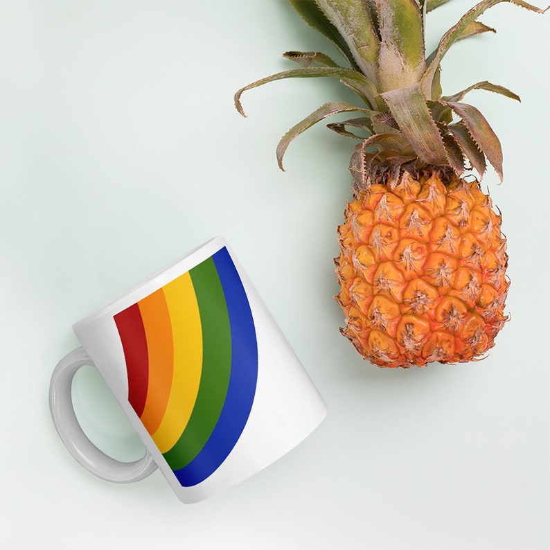 Vintage Rainbow Coffee Mug reproduction, 1980s kitchen, Rainbow Pattern Coffee Mug, Vintage Kitchen, Gay Pride Coffee Mug image 2