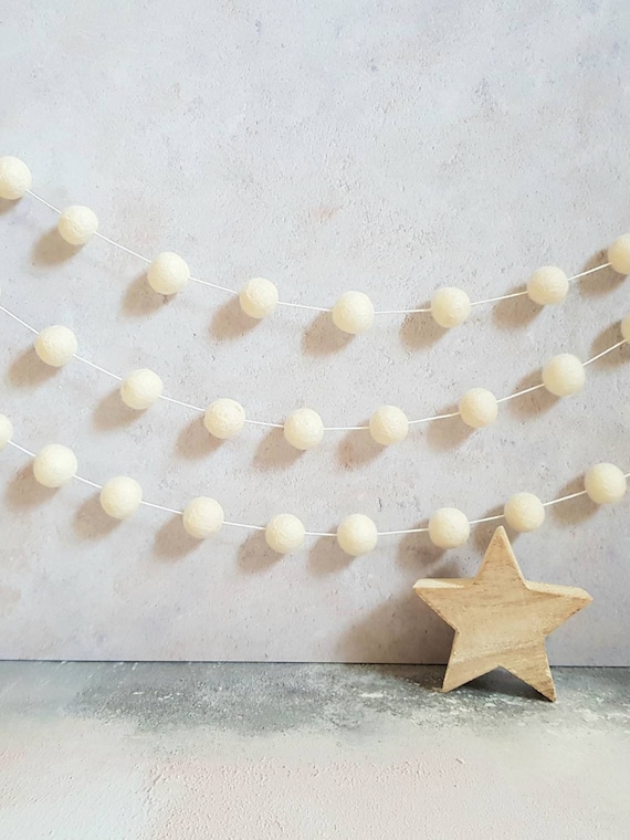 White Felt Ball Garland White Pom Pom Garland White Bunting Etsy UK