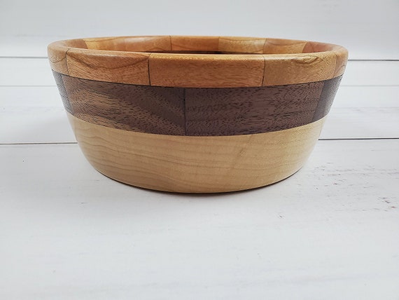 Small 5 inch Decorative Segmented Wooden Bowl 