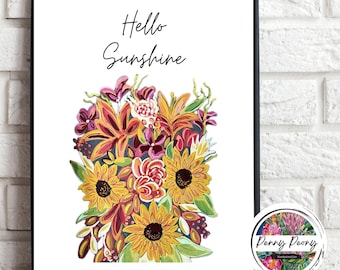 Set of Four Sunflowers Wall Art Prints, Sunflower Nursery Wall Art, Sunflower Wall Decor, Sunflower Art Prints, Sunflower Boho, Sunflowers