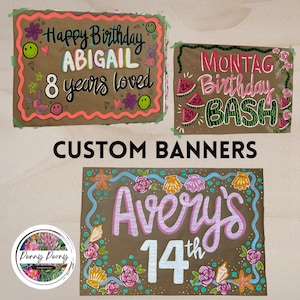 Hand Painted Banners, Kraft Paper Custom Banner Birthday, Graduation, Celebration, Brown Paper Banner Personalized for Celebrations image 1
