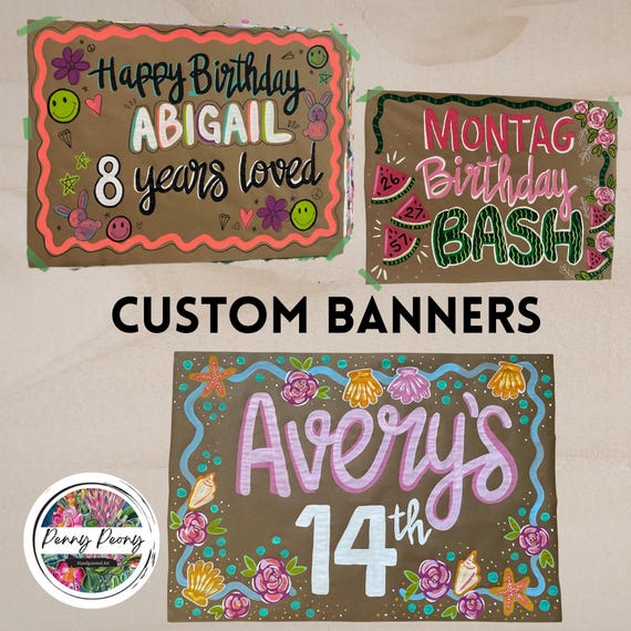 Hand Painted Banners, Kraft Paper Custom Banner Birthday, Graduation, Celebration, Brown Paper Banner Personalized for Celebrations