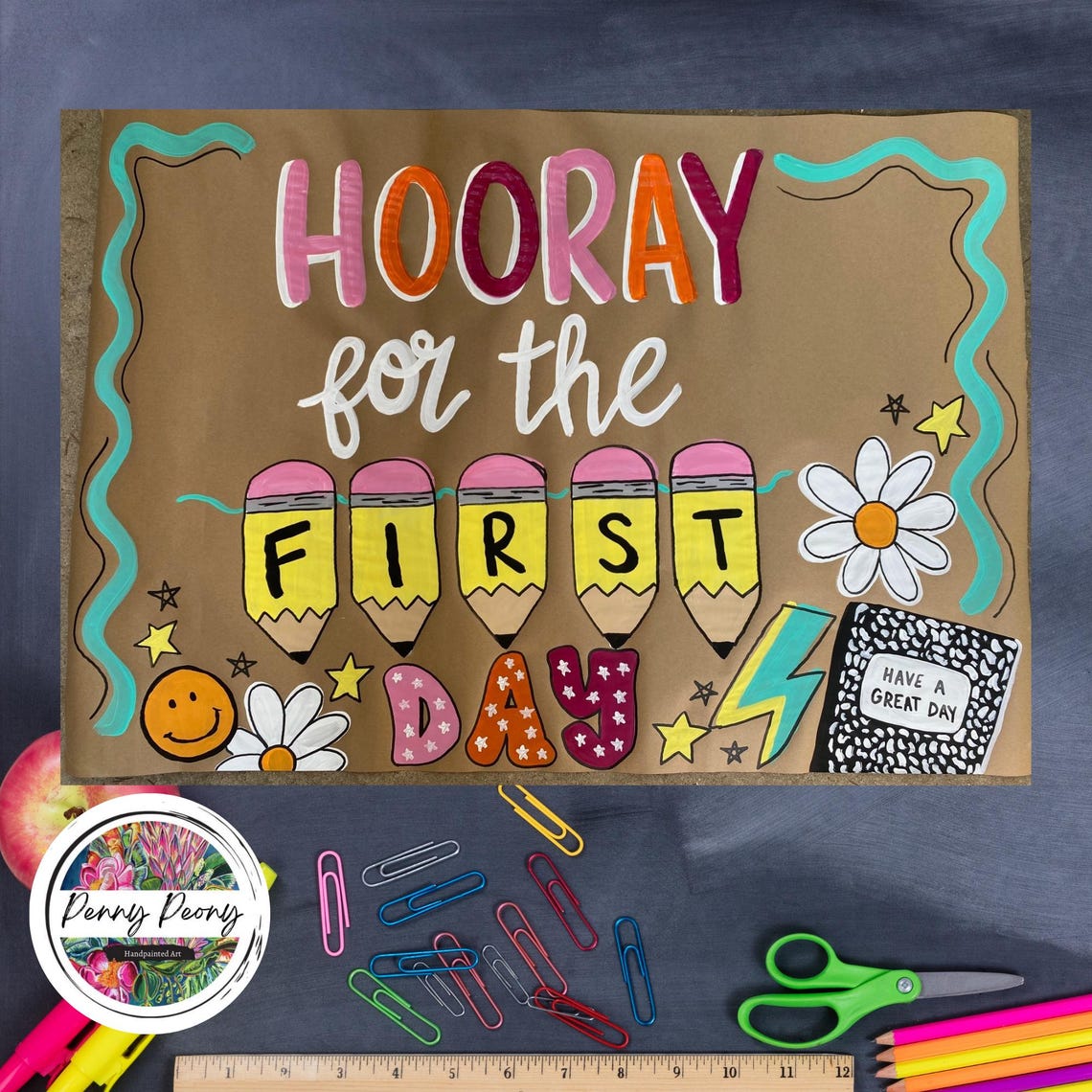 Back to School Classroom Decor Banner, Hand Painted Paper Banner ...
