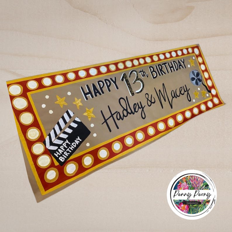 Hand Painted Banners, Kraft Paper Custom Banner Birthday, Graduation, Celebration, Brown Paper Banner Personalized for Celebrations image 10