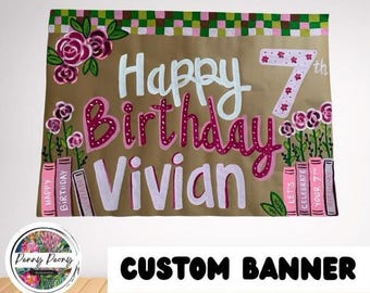 Hand Painted Banners, Kraft Paper Custom Banner Birthday, Graduation, Celebration, Brown Paper Banner Personalized for Celebrations