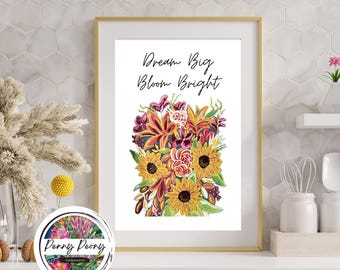 Set of Four Sunflowers Wall Art Prints, Sunflower Nursery Wall Art, Sunflower Wall Decor, Sunflower Art Prints, Sunflower Boho, Sunflowers