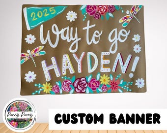 Hand Painted Banners, Kraft Paper Custom Banner Birthday, Graduation, Celebration, Brown Paper Banner Personalized for Celebrations