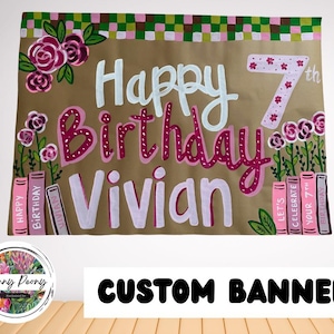 Hand Painted Banners, Kraft Paper Custom Banner Birthday, Graduation, Celebration, Brown Paper Banner Personalized for Celebrations