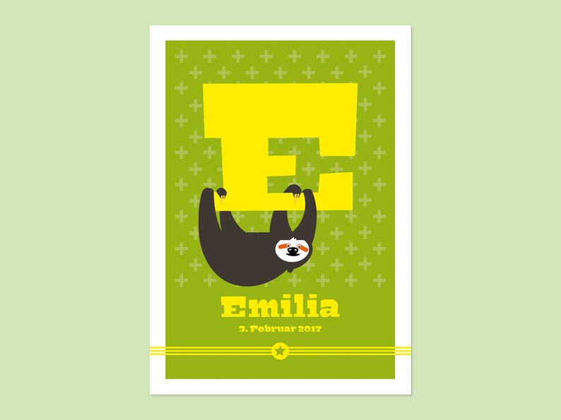 Nursery picture with children\u2019s name as personalized gift for birth and baptism in DIN A4 for girls and boys