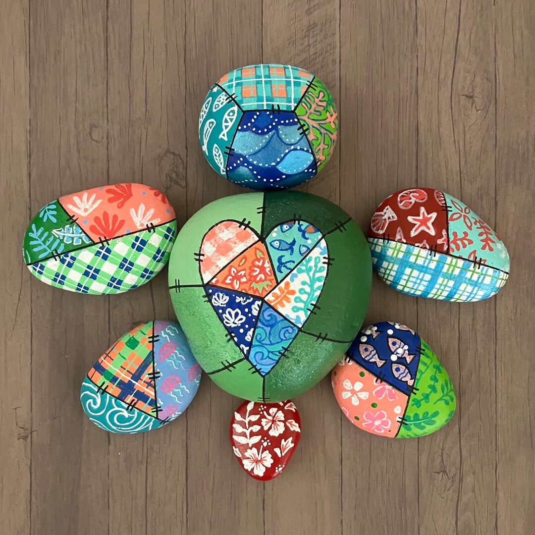 Painted Rocks, Turtle Rock Painting, Painted Rocks for Garen, Tropical