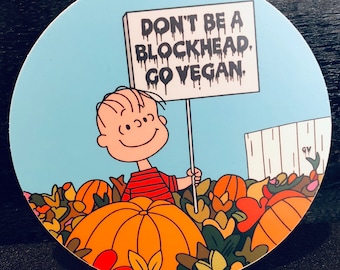 Ghost Vegan - Blockhead and Vegan For The Animals Stickers - Vegan Horror Halloween